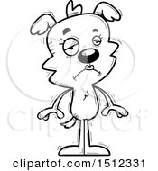 Clipart Of A Black And White Sad Female Dog Royalty Free Vector Illustration