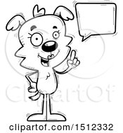 Clipart Of A Black And White Happy Talking Female Dog Royalty Free Vector Illustration
