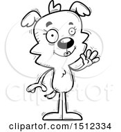 Clipart Of A Black And White Friendly Waving Female Dog Royalty Free Vector Illustration
