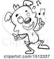 Clipart Of A Black And White Happy Dancing Male Dog Royalty Free Vector Illustration