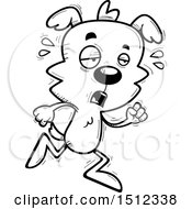 Clipart Of A Black And White Tired Running Male Dog Royalty Free Vector Illustration
