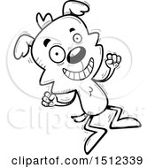 Clipart Of A Black And White Jumping Male Dog Royalty Free Vector Illustration