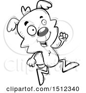 Clipart Of A Black And White Running Male Dog Royalty Free Vector Illustration