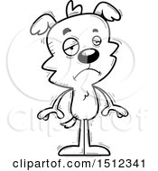 Clipart Of A Black And White Sad Male Dog Royalty Free Vector Illustration