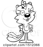 Clipart Of A Black And White Confident Female Chipmunk Royalty Free Vector Illustration