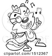 Clipart Of A Black And White Happy Dancing Female Chipmunk Royalty Free Vector Illustration