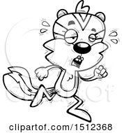 Clipart Of A Black And White Tired Running Female Chipmunk Royalty Free Vector Illustration