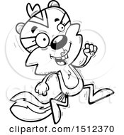 Clipart Of A Black And White Running Female Chipmunk Royalty Free Vector Illustration