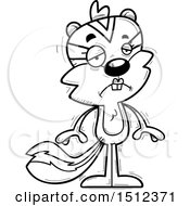 Clipart Of A Black And White Sad Female Chipmunk Royalty Free Vector Illustration