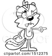 Clipart Of A Black And White Mad Pointing Male Chipmunk Royalty Free Vector Illustration