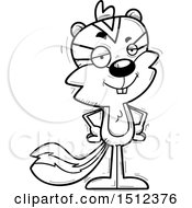 Clipart Of A Black And White Confident Male Chipmunk Royalty Free Vector Illustration