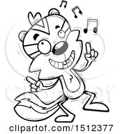 Clipart Of A Black And White Happy Dancing Male Chipmunk Royalty Free Vector Illustration