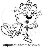 Clipart Of A Black And White Tired Running Male Chipmunk Royalty Free Vector Illustration