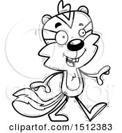 Clipart Of A Black And White Happy Walking Male Chipmunk Royalty Free Vector Illustration