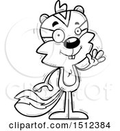 Clipart Of A Black And White Friendly Waving Male Chipmunk Royalty Free Vector Illustration
