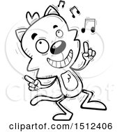 Clipart Of A Black And White Happy Dancing Male Cat Royalty Free Vector Illustration