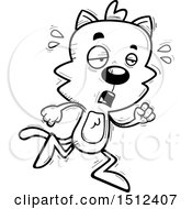 Clipart Of A Black And White Tired Running Male Cat Royalty Free Vector Illustration