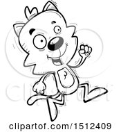 Clipart Of A Black And White Running Male Cat Royalty Free Vector Illustration
