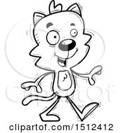 Clipart Of A Black And White Happy Walking Male Cat Royalty Free Vector Illustration