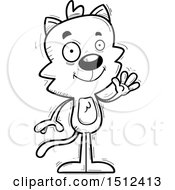 Clipart Of A Black And White Friendly Waving Male Cat Royalty Free Vector Illustration