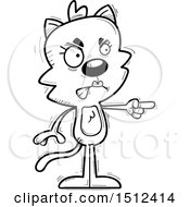 Clipart Of A Black And White Mad Pointing Female Cat Royalty Free Vector Illustration