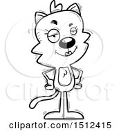 Clipart Of A Black And White Confident Female Cat Royalty Free Vector Illustration