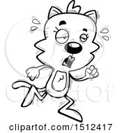 Clipart Of A Black And White Tired Running Female Cat Royalty Free Vector Illustration