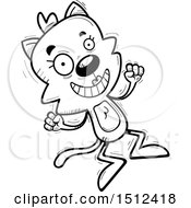Clipart Of A Black And White Jumping Female Cat Royalty Free Vector Illustration