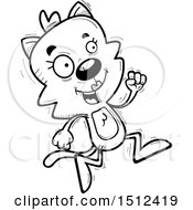 Clipart Of A Black And White Running Female Cat Royalty Free Vector Illustration