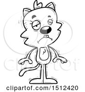 Clipart Of A Black And White Sad Female Cat Royalty Free Vector Illustration
