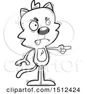 Clipart Of A Black And White Mad Pointing Male Cat Royalty Free Vector Illustration