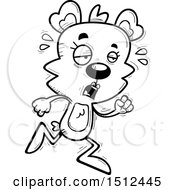 Clipart Of A Black And White Tired Running Female Bear Royalty Free Vector Illustration