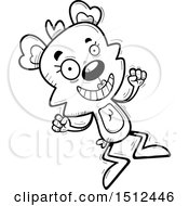 Clipart Of A Black And White Jumping Female Bear Royalty Free Vector Illustration
