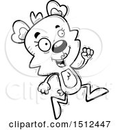 Clipart Of A Black And White Running Female Bear Royalty Free Vector Illustration