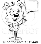 Clipart Of A Black And White Happy Talking Female Bear Royalty Free Vector Illustration