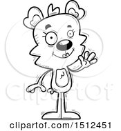 Clipart Of A Black And White Friendly Waving Female Bear Royalty Free Vector Illustration