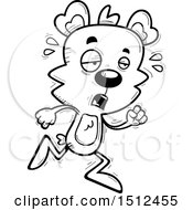 Clipart Of A Black And White Tired Running Male Bear Royalty Free Vector Illustration