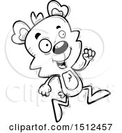 Clipart Of A Black And White Running Male Bear Royalty Free Vector Illustration
