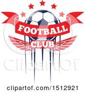 Poster, Art Print Of Soccer Ball With Stars Football Club Text And Wings