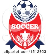 Poster, Art Print Of Soccer Ball Over A Trophy With Text