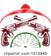 Clipart Of A Mexican Sombrero Pistols And Lime Royalty Free Vector Illustration