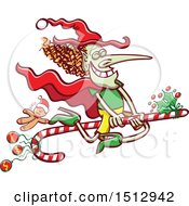 Poster, Art Print Of Christmas Witch Flying On A Candy Cane