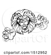 Poster, Art Print Of Black And White Male Lion Attacking With A Video Game Controller In One Paw
