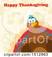 Poster, Art Print Of Happy Thanksgiving Greeting Over A Peeking Turkey Bird Over Leaves