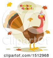 Poster, Art Print Of Thanksgiving Turkey Bird Gobbling And Autumn Leaves