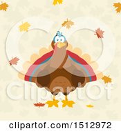 Poster, Art Print Of Thanksgiving Turkey Bird And Falling Leaves