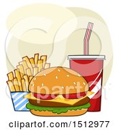 Poster, Art Print Of Cheeseburger French Fries And Soda Fast Food Meal