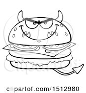 Poster, Art Print Of Black And White Devil Cheeseburger Mascot