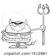 Poster, Art Print Of Black And White Devil Cheeseburger Mascot Holding A Trident