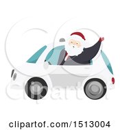 Clipart Of A Christmas Santa Claus Waving From A Self Driving Car Royalty Free Vector Illustration